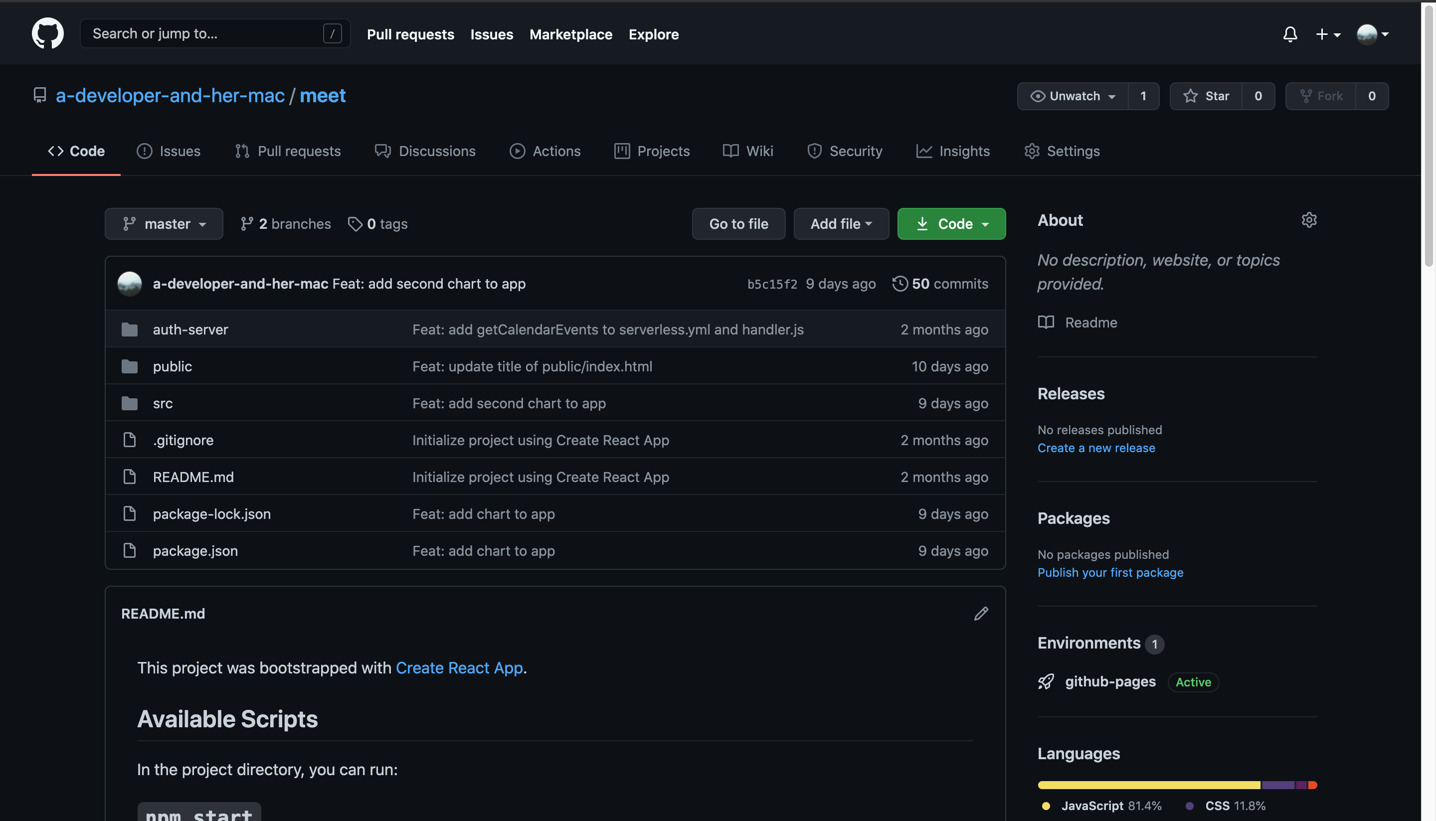 picture of github page